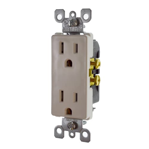 Leviton Decora Receptacle, 15A, 125V, White